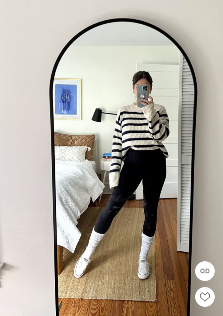 Casual Winter Capsule: striped sweater, black leggings, Chucks |LTK PenelopeGrace