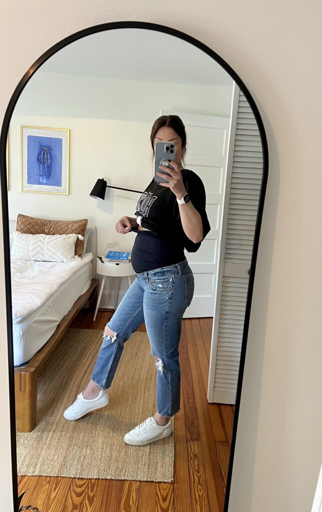 Maternity Spring Capsule: Cute Over-the-Belly Maternity Jeans from Abercrombie